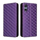 For Sony Xperia 5 V Cubic Grid Texture Flip Leather Phone Case(Purple) - 2
