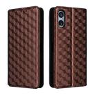 For Sony Xperia 5 V Cubic Grid Texture Flip Leather Phone Case(Brown) - 2