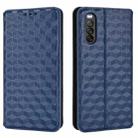 For Sony Xperia 10 III Cubic Grid Texture Flip Leather Phone Case(Blue) - 2