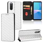 For Sony Xperia 10 III Cubic Grid Texture Flip Leather Phone Case(Silver) - 1