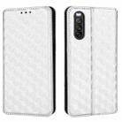 For Sony Xperia 10 III Cubic Grid Texture Flip Leather Phone Case(Silver) - 2