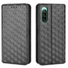 For Sony Xperia 10 IV Cubic Grid Texture Flip Leather Phone Case(Black) - 2