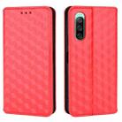 For Sony Xperia 10 IV Cubic Grid Texture Flip Leather Phone Case(Red) - 2