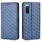 For Sony Xperia 10 IV Cubic Grid Texture Flip Leather Phone Case(Blue) - 2