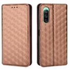 For Sony Xperia 10 IV Cubic Grid Texture Flip Leather Phone Case(Brown) - 2