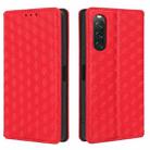 For Sony Xperia 10 V Cubic Grid Texture Flip Leather Phone Case(Red) - 2