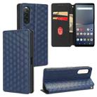 For Sony Xperia 10 V Cubic Grid Texture Flip Leather Phone Case(Blue) - 1