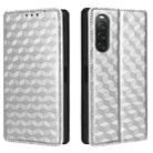 For Sony Xperia 10 V Cubic Grid Texture Flip Leather Phone Case(Silver) - 2