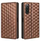 For Sony Xperia 10 V Cubic Grid Texture Flip Leather Phone Case(Brown) - 2