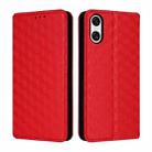 For Sony Xperia 10 VI Cubic Grid Texture Flip Leather Phone Case(Red) - 2