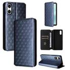For Sony Xperia 10 VI Cubic Grid Texture Flip Leather Phone Case(Blue) - 1