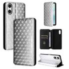 For Sony Xperia 10 VI Cubic Grid Texture Flip Leather Phone Case(Silver) - 1