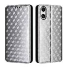 For Sony Xperia 10 VI Cubic Grid Texture Flip Leather Phone Case(Silver) - 2