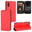 For Sony Xperia Ace II Cubic Grid Texture Flip Leather Phone Case(Red) - 1