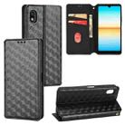 For Sony Xperia Ace III Cubic Grid Texture Flip Leather Phone Case(Black) - 1