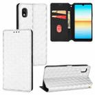 For Sony Xperia Ace III Cubic Grid Texture Flip Leather Phone Case(Silver) - 1