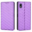 For Sony Xperia Ace III Cubic Grid Texture Flip Leather Phone Case(Purple) - 2