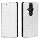 For Sony Xperia Pro-I Cubic Grid Texture Flip Leather Phone Case(Silver) - 2