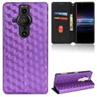For Sony Xperia Pro-I Cubic Grid Texture Flip Leather Phone Case(Purple) - 1