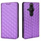 For Sony Xperia Pro-I Cubic Grid Texture Flip Leather Phone Case(Purple) - 2