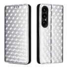 For Sony Xperia 1 VII Cubic Grid Texture Flip Leather Phone Case(Silver) - 2