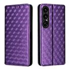 For Sony Xperia 1 VII Cubic Grid Texture Flip Leather Phone Case(Purple) - 2