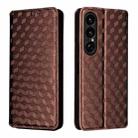 For Sony Xperia 1 VII Cubic Grid Texture Flip Leather Phone Case(Brown) - 2