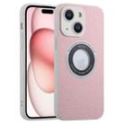 For iPhone 15 Glitter Lens MagSafe Magnetic Phone Case(Pink) - 1