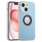 For iPhone 15 Glitter Lens MagSafe Magnetic Phone Case(Light Blue) - 1