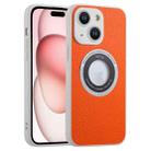 For iPhone 15 Glitter Lens MagSafe Magnetic Phone Case(Orange) - 1
