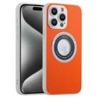 For iPhone 15 Pro Max Glitter Lens MagSafe Magnetic Phone Case(Orange) - 1