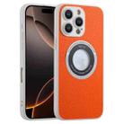 For iPhone 16 Pro Max Glitter Lens MagSafe Magnetic Phone Case(Orange) - 1