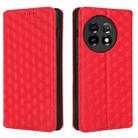 For OnePlus 11R / OnePlus Ace 2 Cubic Grid Texture Flip Leather Phone Case(Red) - 2
