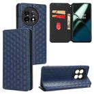 For OnePlus 11R / OnePlus Ace 2 Cubic Grid Texture Flip Leather Phone Case(Blue) - 1