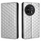 For OnePlus 11R / OnePlus Ace 2 Cubic Grid Texture Flip Leather Phone Case(Silver) - 2