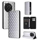 For OnePlus 12 Cubic Grid Texture Flip Leather Phone Case(Silver) - 1