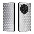 For OnePlus 12 Cubic Grid Texture Flip Leather Phone Case(Silver) - 2