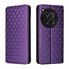 For OnePlus 12 Cubic Grid Texture Flip Leather Phone Case(Purple) - 2