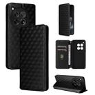 For OnePlus 12R / Ace 3 Cubic Grid Texture Flip Leather Phone Case(Black) - 1