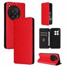 For OnePlus 12R / Ace 3 Cubic Grid Texture Flip Leather Phone Case(Red) - 1
