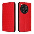 For OnePlus 12R / Ace 3 Cubic Grid Texture Flip Leather Phone Case(Red) - 2
