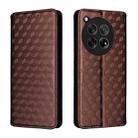 For OnePlus 12R / Ace 3 Cubic Grid Texture Flip Leather Phone Case(Brown) - 2