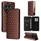 For OnePlus 13 Cubic Grid Texture Flip Leather Phone Case(Brown) - 1