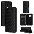 For OnePlus 13R / Ace 5 / Ace 5 Pro Cubic Grid Texture Flip Leather Phone Case(Black) - 1
