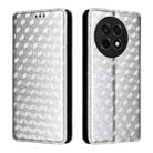 For OnePlus 13R / Ace 5 / Ace 5 Pro Cubic Grid Texture Flip Leather Phone Case(Silver) - 2