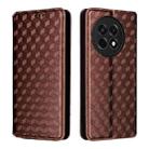 For OnePlus 13R / Ace 5 / Ace 5 Pro Cubic Grid Texture Flip Leather Phone Case(Brown) - 2