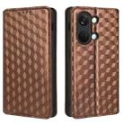 For OnePlus Ace 2V / Nord 3 Cubic Grid Texture Flip Leather Phone Case(Brown) - 2