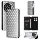 For OnePlus Ace 3 Pro Cubic Grid Texture Flip Leather Phone Case(Silver) - 1