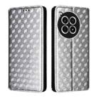 For OnePlus Ace 3 Pro Cubic Grid Texture Flip Leather Phone Case(Silver) - 2