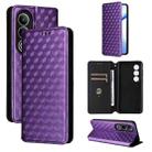 For OnePlus Ace 3V Cubic Grid Texture Flip Leather Phone Case(Purple) - 1